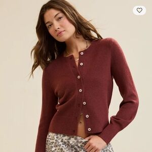 aerie Softest Cardigan Brown SZ S